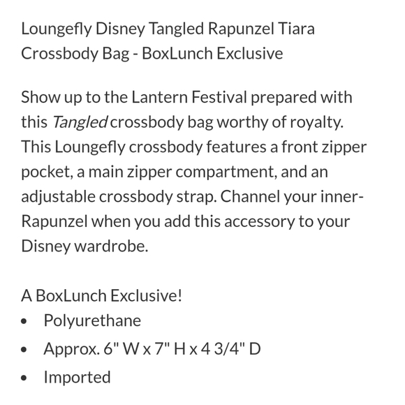 NWT Loungefly Tangled Rapunzel crossbody camera bag - Picture 5 of 12